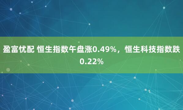 盈富忧配 恒生指数午盘涨0.49%，恒生科技指数跌0.22%