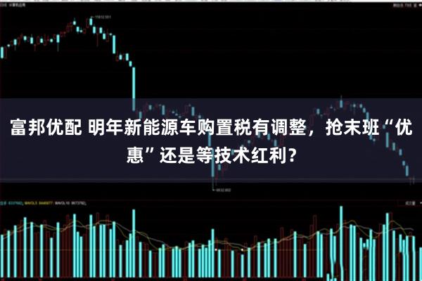 富邦优配 明年新能源车购置税有调整，抢末班“优惠”还是等技术红利？
