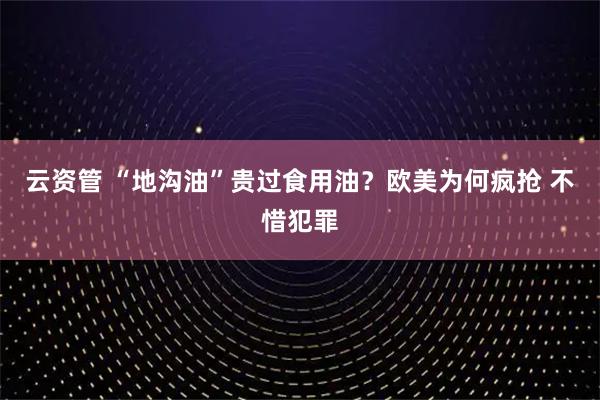 云资管 “地沟油”贵过食用油？欧美为何疯抢 不惜犯罪